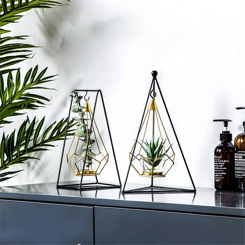 Hanging Candle Holder | Diamond-Faceted Metal