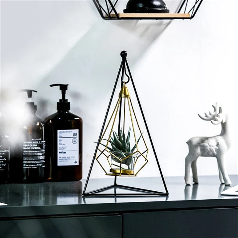 Hanging Candle Holder | Diamond-Faceted Metal