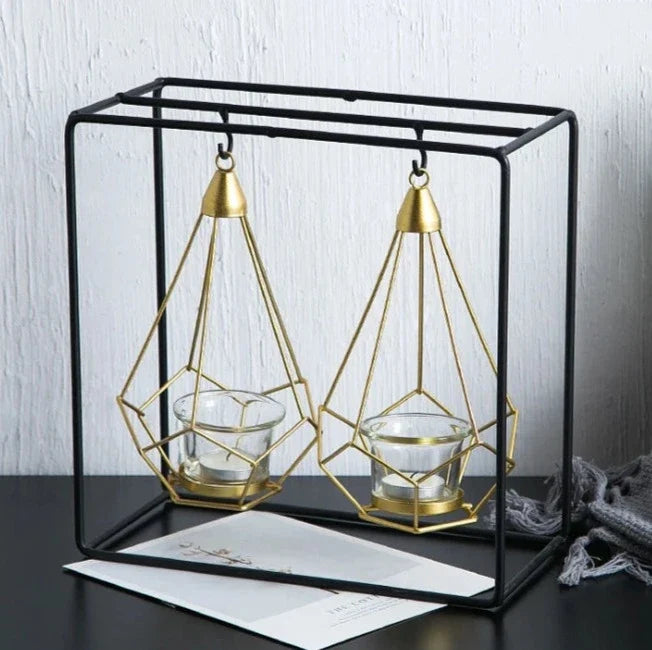 Hanging Candle Holder | Diamond-Faceted Metal