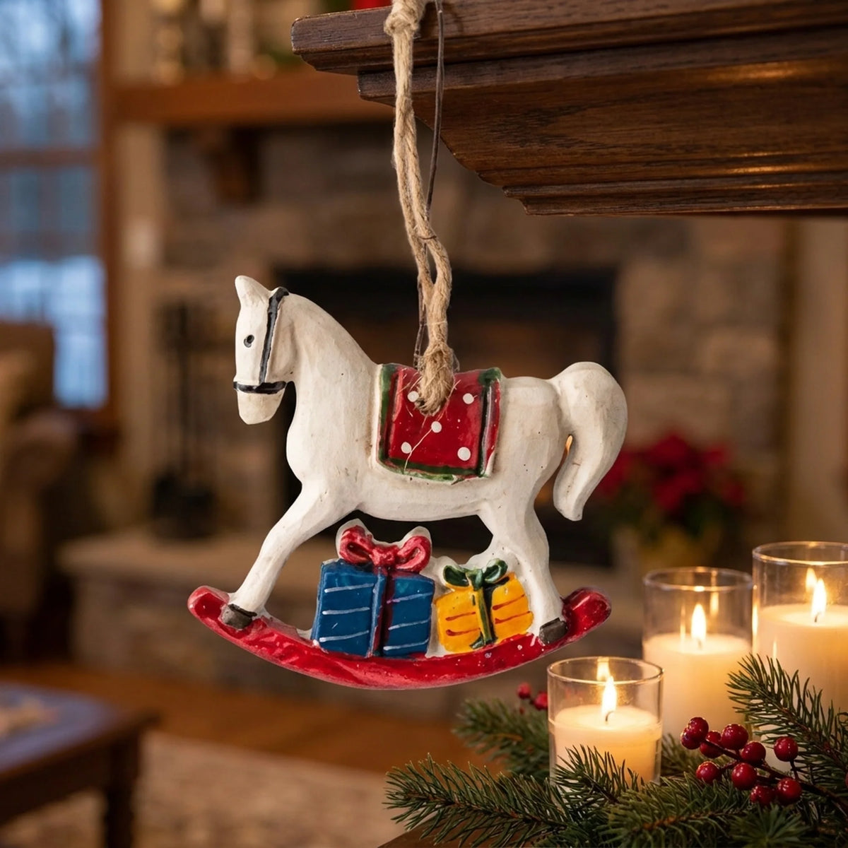 Hanging Christmas Stocking | Reindeer & Tree Motifs