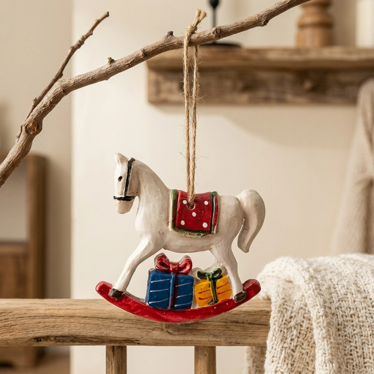 Hanging Christmas Stocking | Reindeer & Tree Motifs