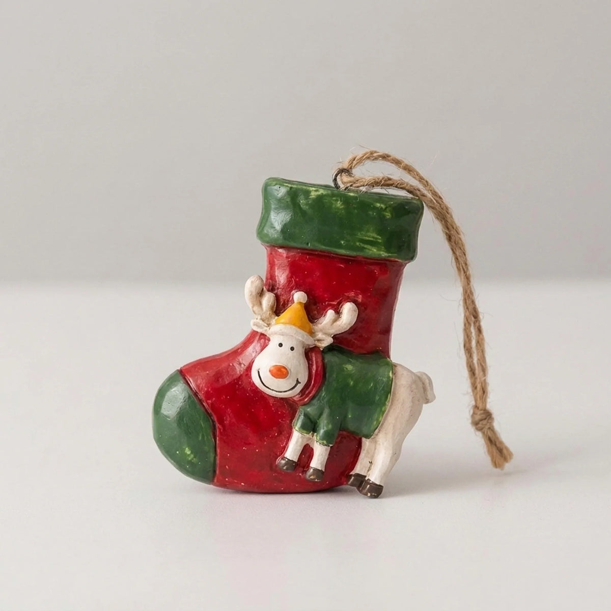 Hanging Christmas Stocking | Reindeer & Tree Motifs
