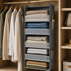 Hanging Closet Organizer | Mesh Side Pockets & Split-Zip Design | 6 Shelves