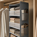 Hanging Closet Organizer | Mesh Side Pockets & Split-Zip Design | 6 Shelves