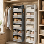 Hanging Closet Organizer | Mesh Side Pockets & Split-Zip Design | 6 Shelves