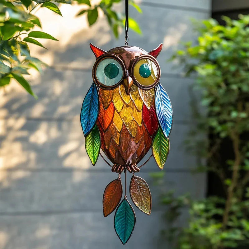 Hanging Decoration | Colorful Resin Leaves & Painted Metal Frame