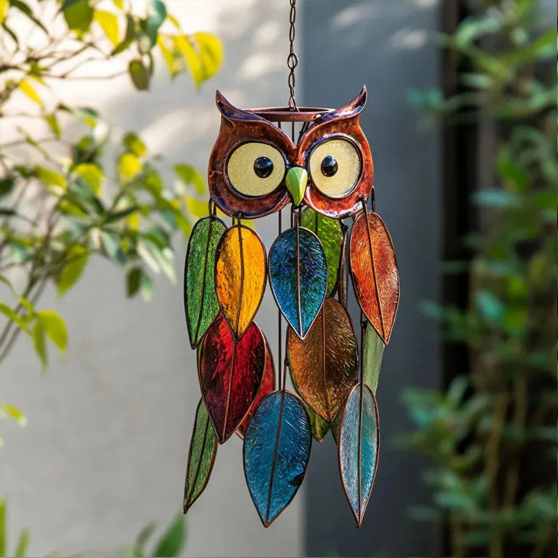 Hanging Decoration | Colorful Resin Leaves & Painted Metal Frame