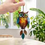 Hanging Decoration | Colorful Resin Leaves & Painted Metal Frame