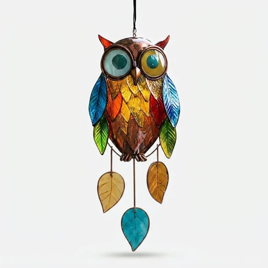 Hanging Decoration | Colorful Resin Leaves & Painted Metal Frame