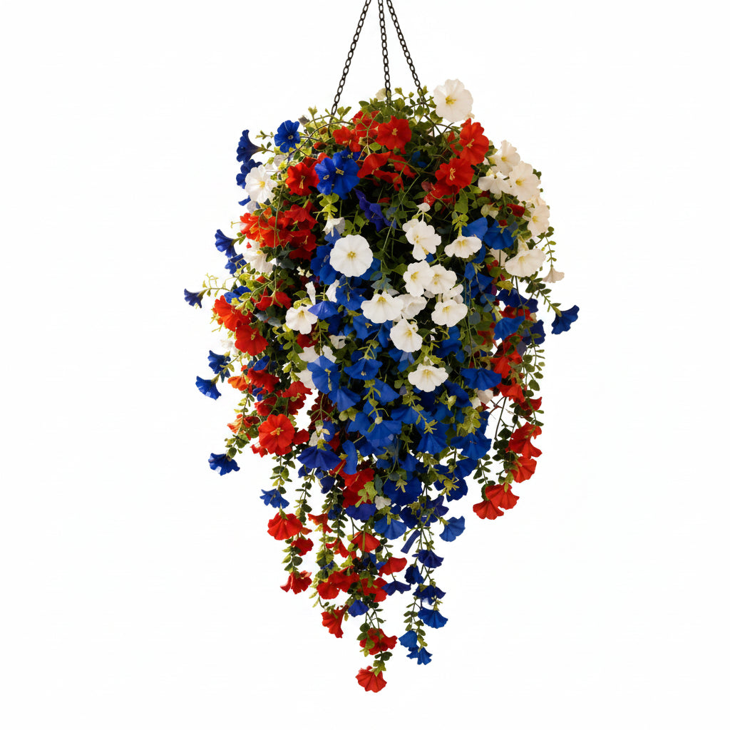 Hanging Flower Basket | Integrated LED Lighting & Silk Flowers