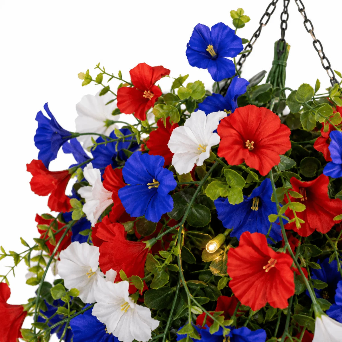 Hanging Flower Basket | Integrated LED Lighting & Silk Flowers