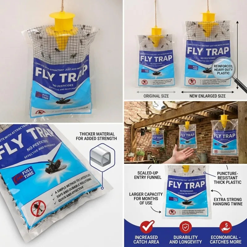 Hanging Fly Trap | Water-Soluble Bait & Disposable