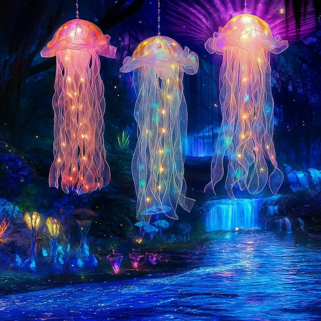 Hanging Jellyfish Lamp | Colorful LED & Battery-Powered | 50 x 20 x 20 cm