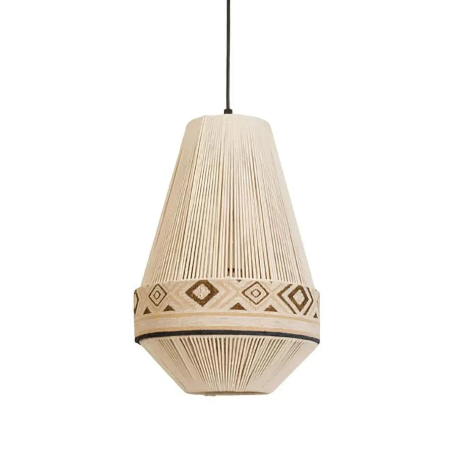 Hanging Lamp | Boho Fringe Tassels & Geometric Pattern | Adjustable Height