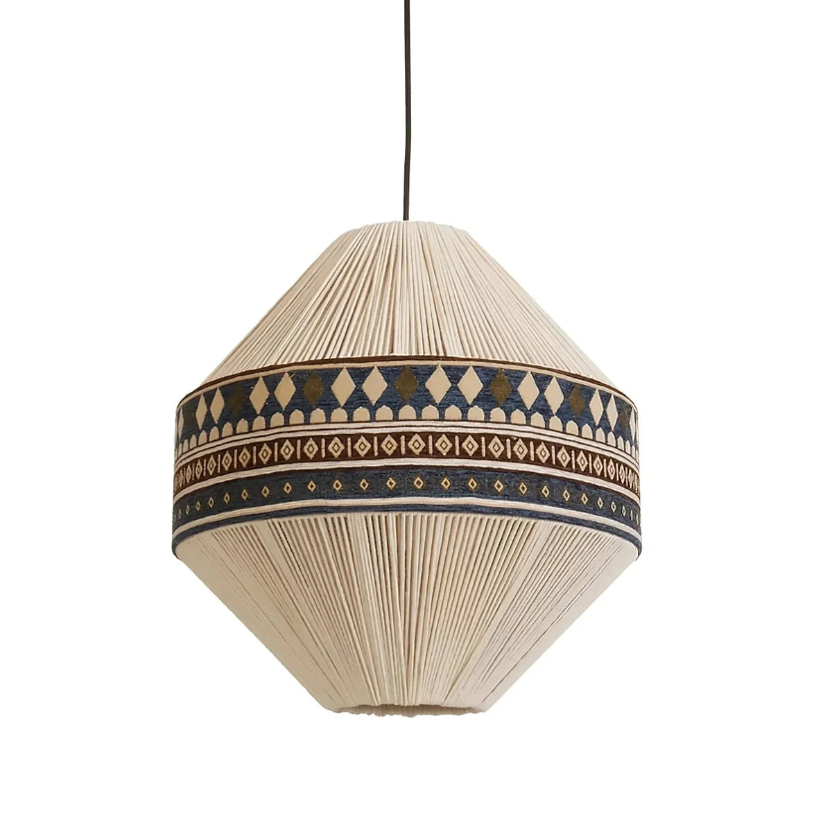 Hanging Lamp | Boho Fringe Tassels & Geometric Pattern | Adjustable Height