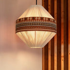 Hanging Lamp | Boho Fringe Tassels & Geometric Pattern | Adjustable Height