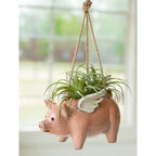 Hanging Planter | Ceramic Flying Pig Design | No Drainage Holes