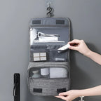 Hanging Toiletry Bag | Waterproof Oxford Fabric & Built-In Hook | With 30ml Refillable Pouches