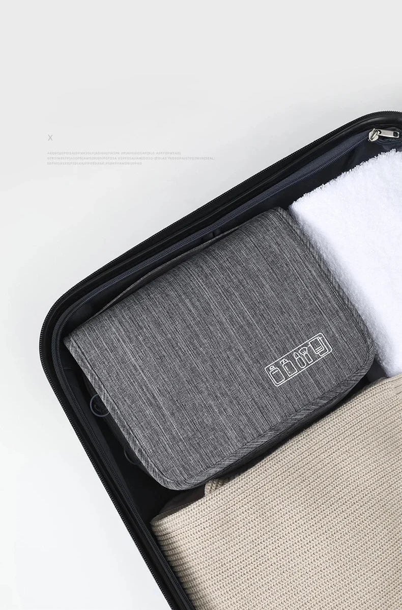 Hanging Toiletry Bag | Waterproof Oxford Fabric & Built-In Hook | With 30ml Refillable Pouches