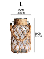 Hanging Vase | Glass & Sturdy Hemp Cord | Hanging & Table