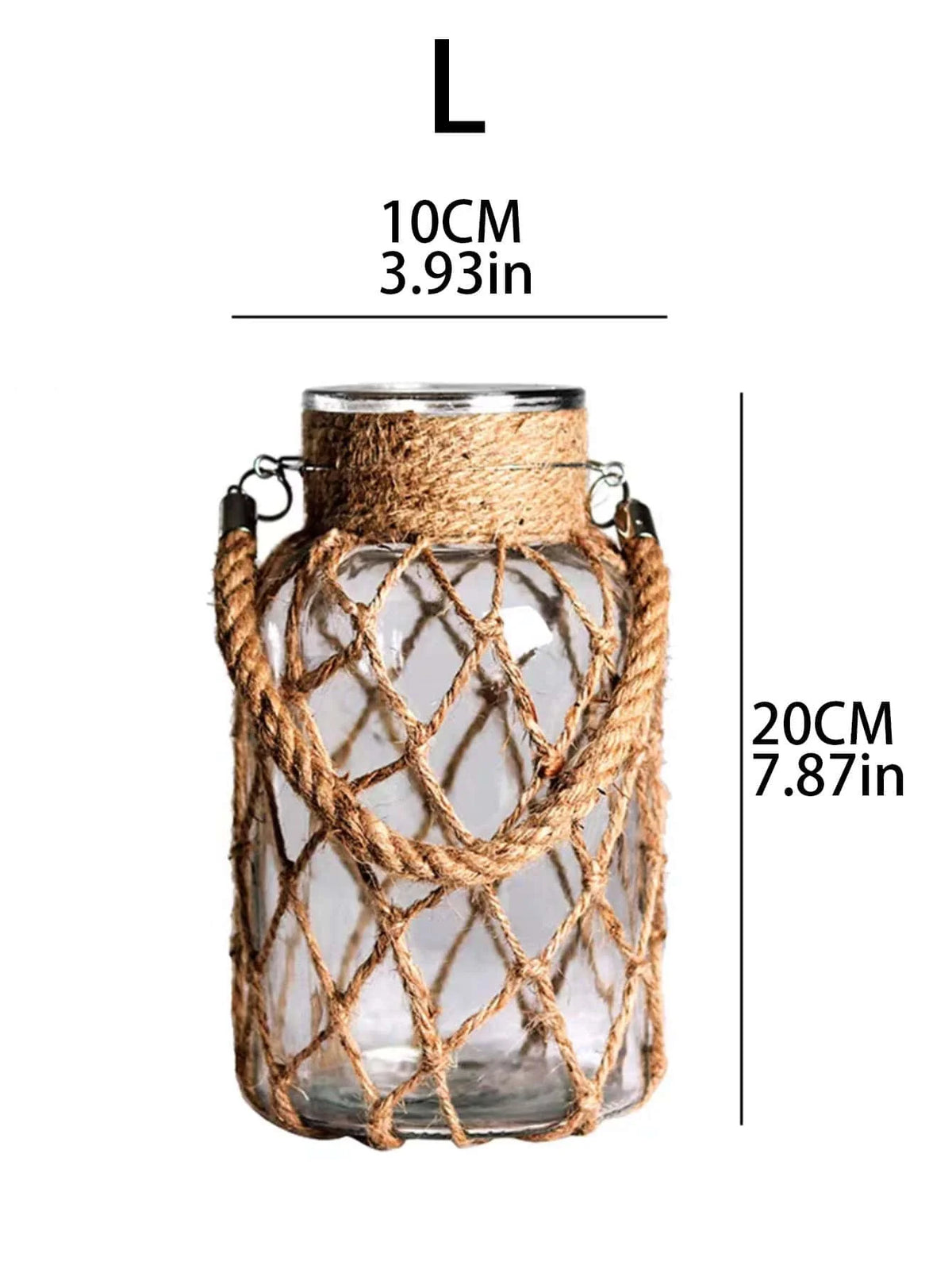 Hanging Vase | Glass & Sturdy Hemp Cord | Hanging & Table