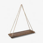 Hanging Wall Shelf | Rustic Rope Support | Wooden Board