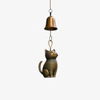 Hanging Wind Chime | Cat-Shaped Bronze-Tone Metal | Indoor & Outdoor