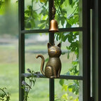 Hanging Wind Chime | Cat-Shaped Bronze-Tone Metal | Indoor & Outdoor