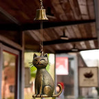 Hanging Wind Chime | Cat-Shaped Bronze-Tone Metal | Indoor & Outdoor