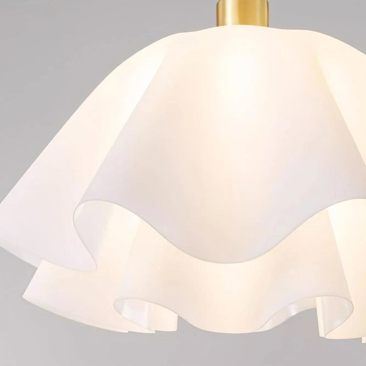 Pendant Light | Petal-Shaped White Shade | Brass Accents