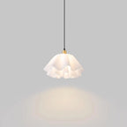 Pendant Light | Petal-Shaped White Shade | Brass Accents