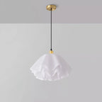 Pendant Light | Petal-Shaped White Shade | Brass Accents