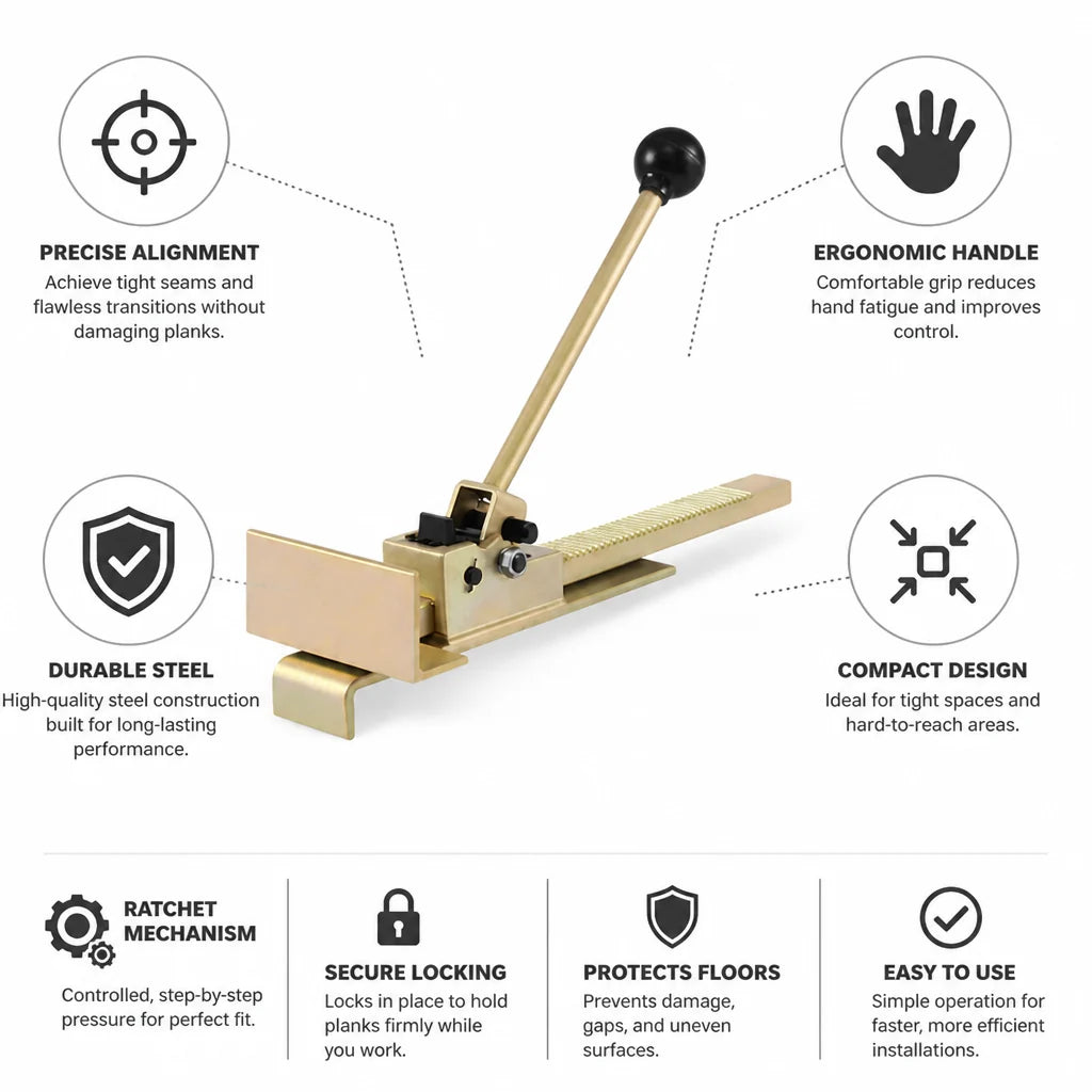 Hardwood Plank Lifter | Ratchet Mechanism & Ergonomic Handle | Compact