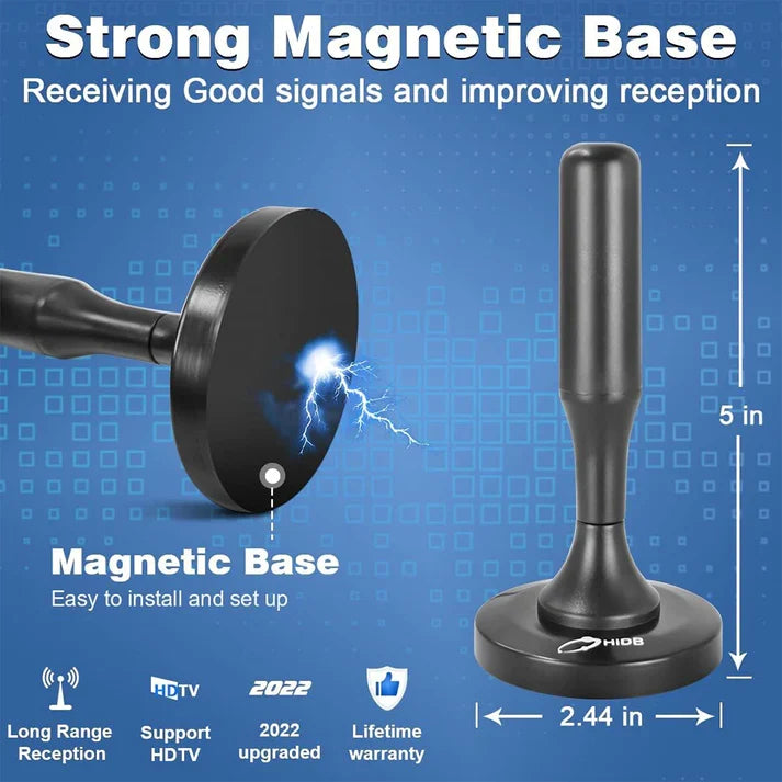 HDTV Antenna | 25dBi High-Gain & Magnetic Mount | 300-Mile Range