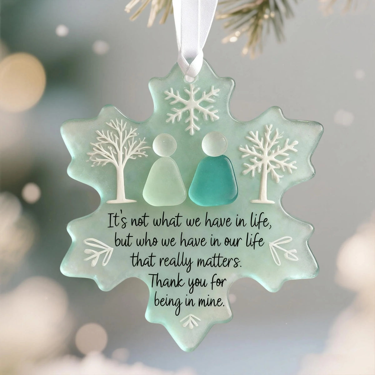 Heart Ornament | Handmade Real Sea Glass & Acrylic Backing