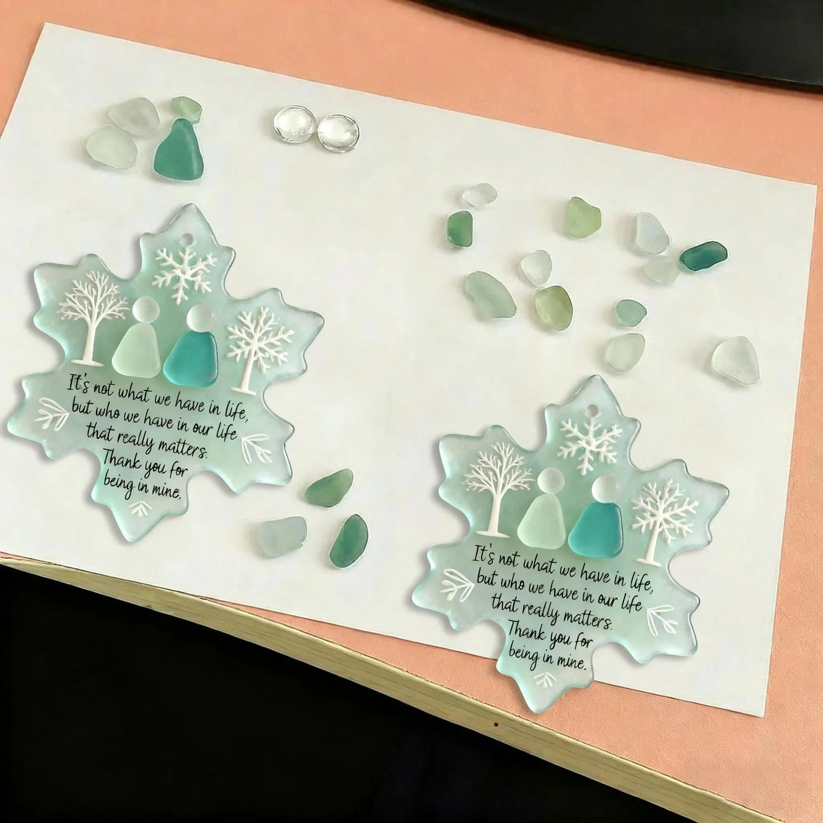 Heart Ornament | Handmade Real Sea Glass & Acrylic Backing