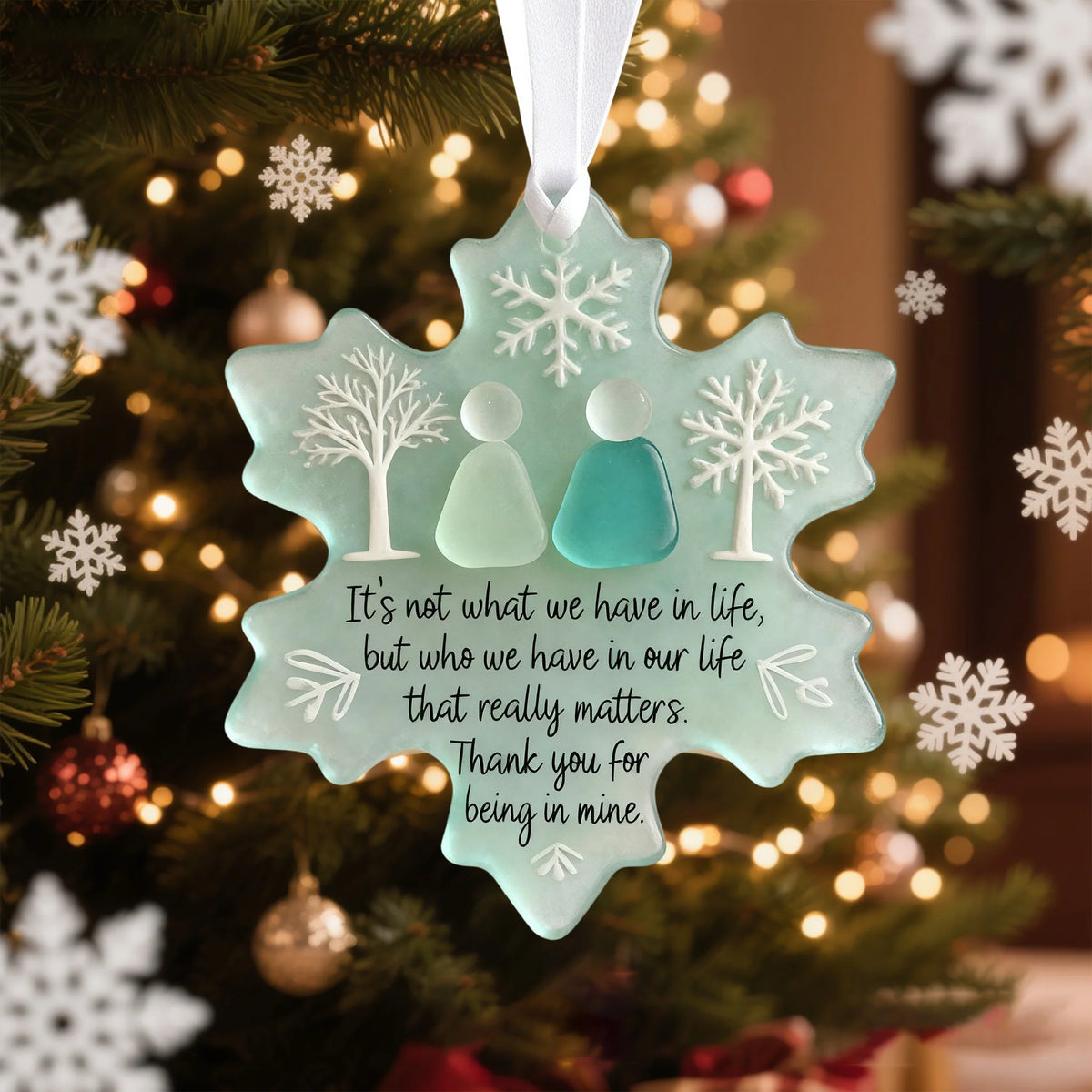 Heart Ornament | Handmade Real Sea Glass & Acrylic Backing