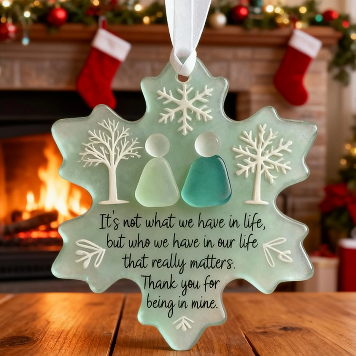Heart Ornament | Handmade Real Sea Glass & Acrylic Backing