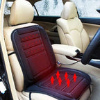 Heated Car Seat Cover | Quilted Full-Coverage & Adjustable Heat | With 12V Adapter
