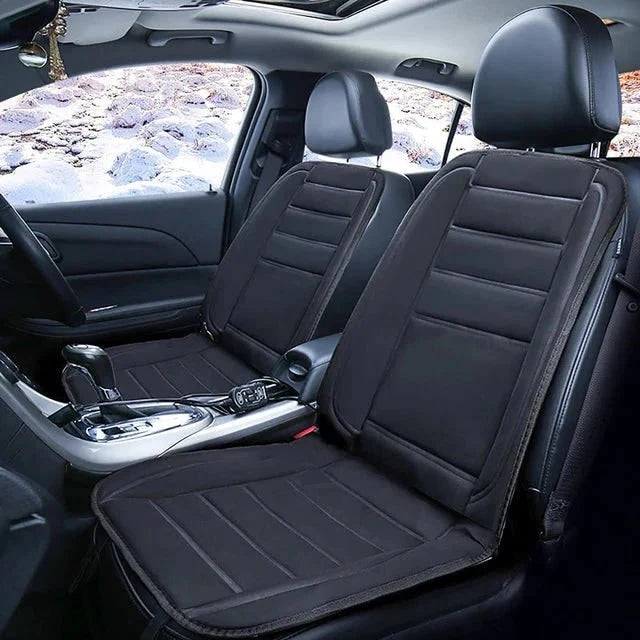 Heated Car Seat Cover | Quilted Full-Coverage & Adjustable Heat | With 12V Adapter