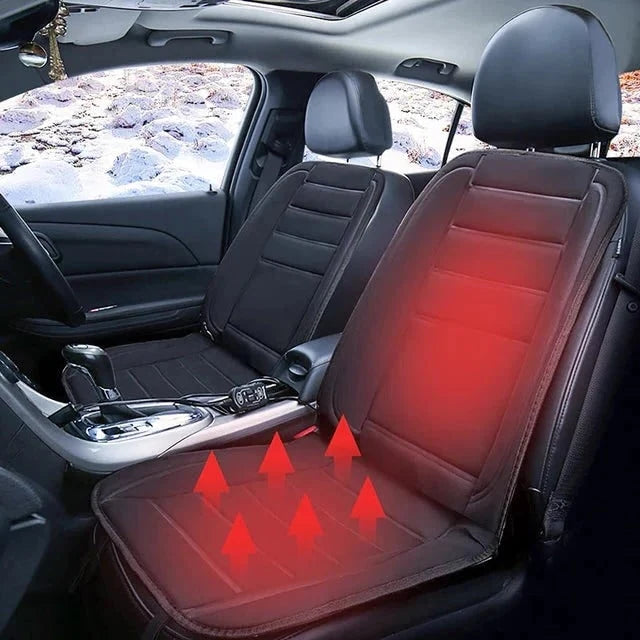 Heated Car Seat Cover | Quilted Full-Coverage & Adjustable Heat | With 12V Adapter