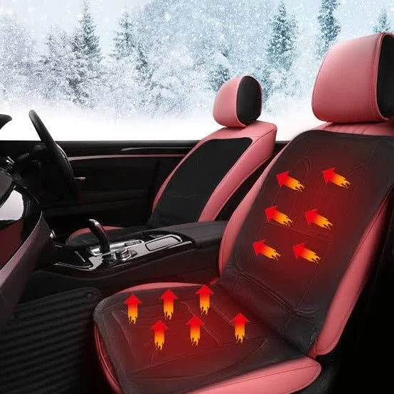 Heated Car Seat Cover | Quilted Full-Coverage & Adjustable Heat | With 12V Adapter
