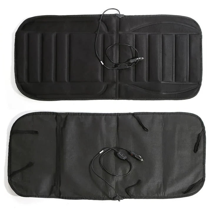 Heated Car Seat Cover | Quilted Full-Coverage & Adjustable Heat | With 12V Adapter