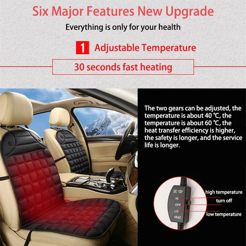 Heated Car Seat Cushion | Adjustable Temperature Control & Anti-Slip Backing | 12V Vehicle Power