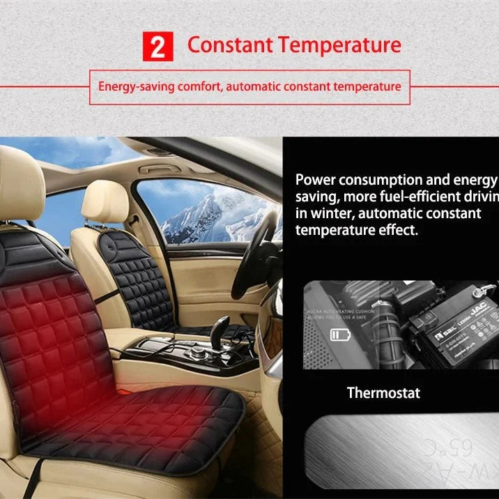 Heated Car Seat Cushion | Adjustable Temperature Control & Anti-Slip Backing | 12V Vehicle Power