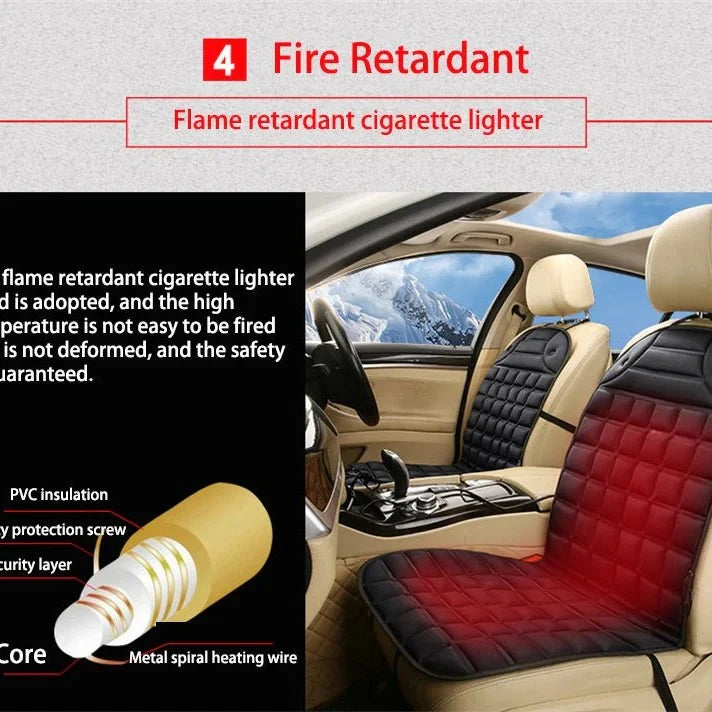 Heated Car Seat Cushion | Adjustable Temperature Control & Anti-Slip Backing | 12V Vehicle Power