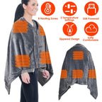 Heated Poncho Wrap | USB-Powered & 3 Heat Settings | Zipper Closure