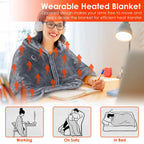 Heated Poncho Wrap | USB-Powered & 3 Heat Settings | Zipper Closure