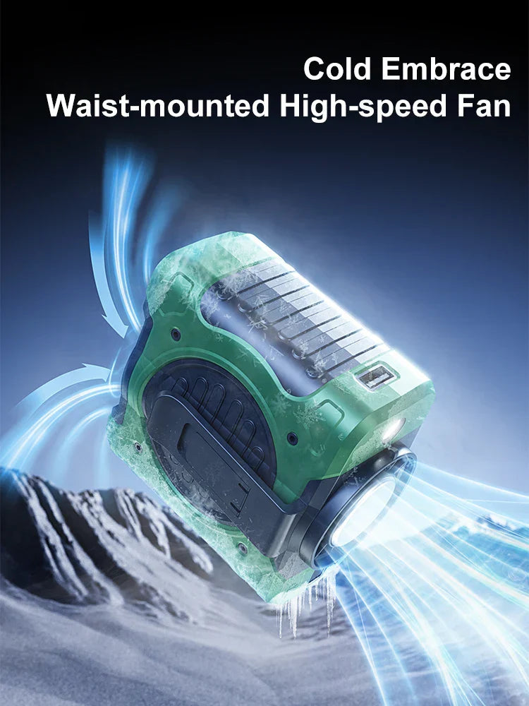 Hip Clip Fan | Ice-Ceramic Cooling & 8000mAh Battery | Wearable