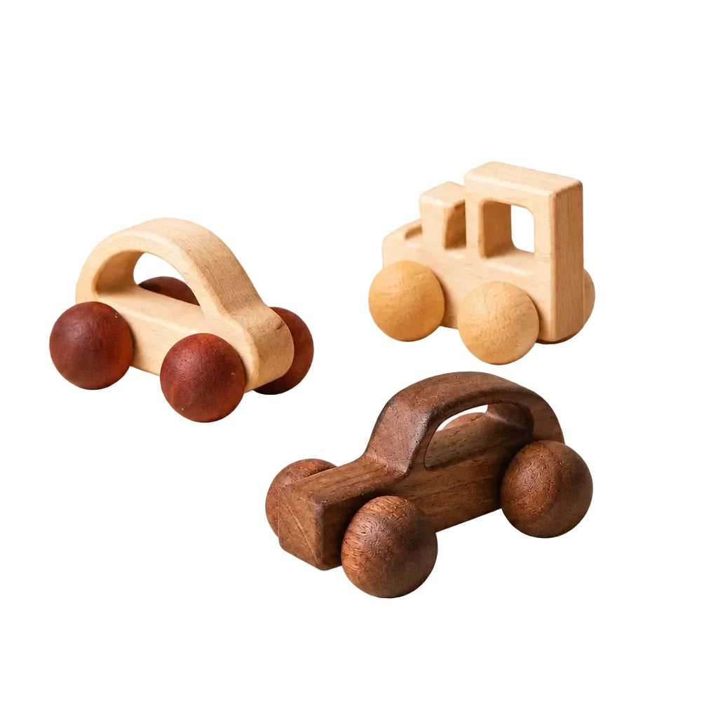 Wooden Vehicle Set | Solid Wood & Non-Toxic Paint | Set of 3